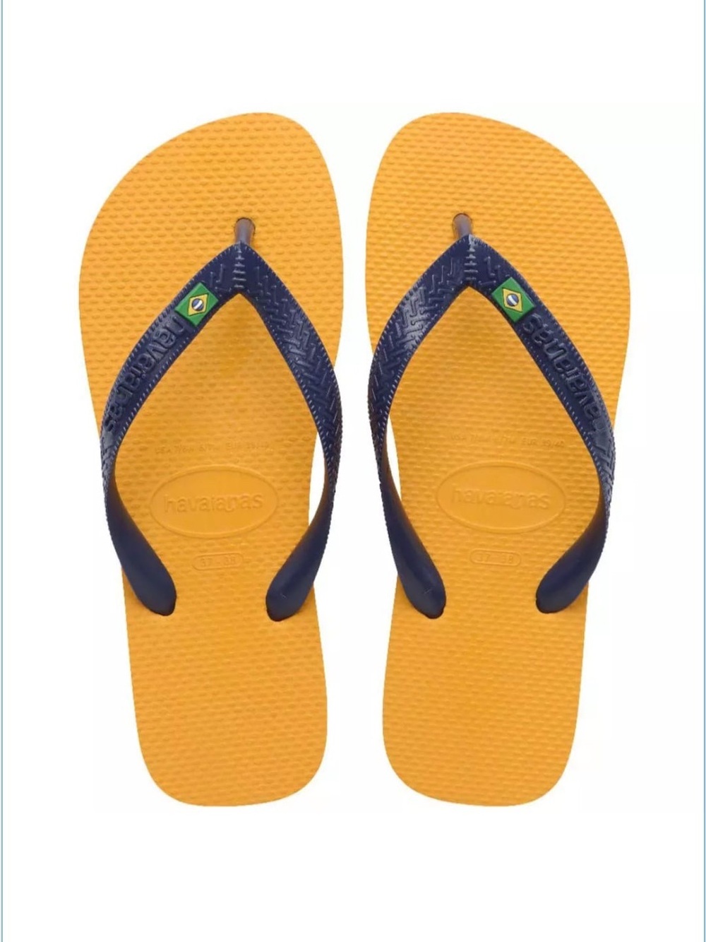 Havaianas Yellow and Navy color Brazilian Flag Flip Flops